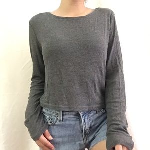 Grey long sleeve crop shirt